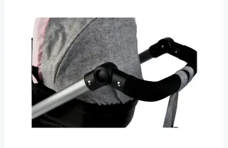 Carrito de muñecas gris y rosa