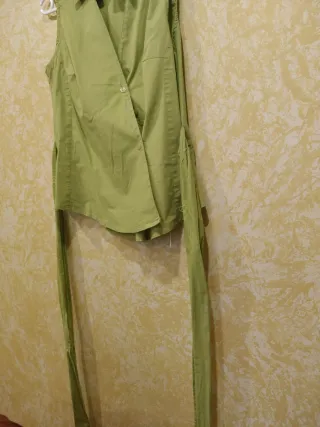 Camisa verde manga corta mujer