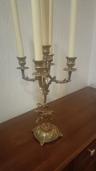 Candelabro Bronce Caballo Jinetes