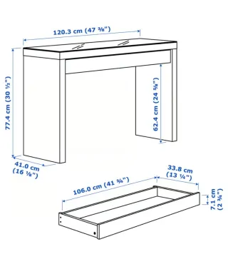 Tocador Malm Ikea + cajas organizadoras