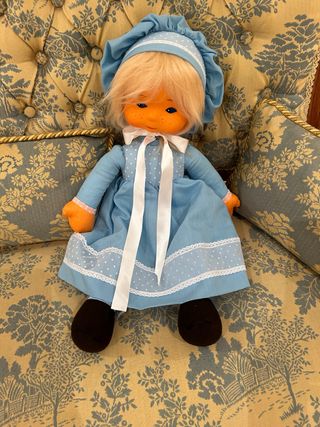 Muñeca de trapo vintage azul