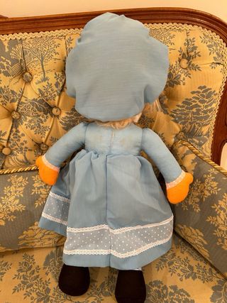 Muñeca de trapo vintage azul