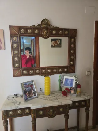 Conjunto Francés Napoleón III: Espejo y Consola