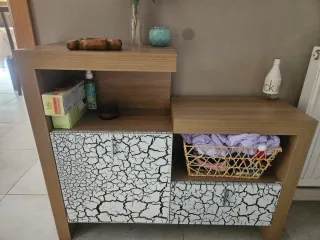 Mueble de entrada madera y cristal