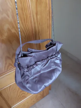 Bolso Zara raso rosa malva