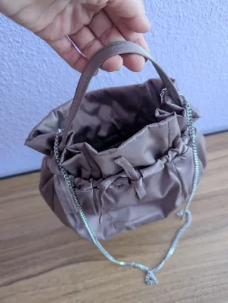 Bolso Zara raso rosa malva