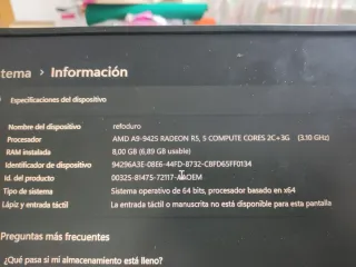 Portátil Lenovo Plata AMD A9