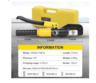 Crimpadora Hidráulica TEENO con 9 Troqueles