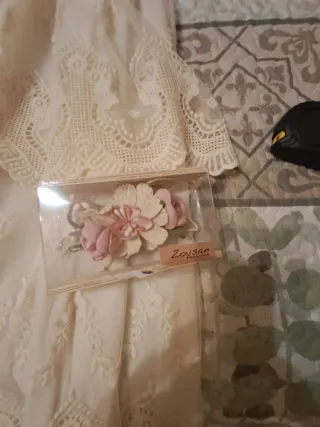 Vestido Comunión Niña Blanco roto y Rosa.