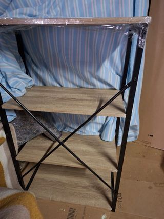 Estantería Roble y Metal Negro