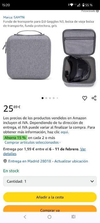 Funda de transporte gris SAMTN DJI Goggles N3