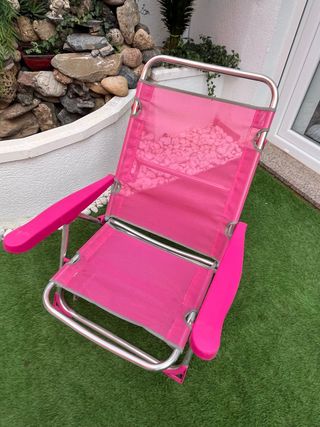 Silla Playa Camping Rosa Metal