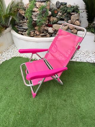 Silla Playa Camping Rosa Metal