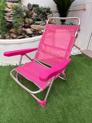Silla Playa Camping Rosa Metal