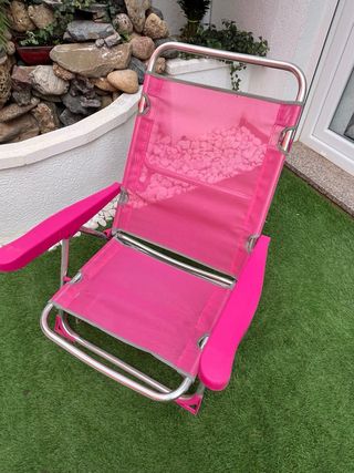 Silla Playa Camping Rosa Metal