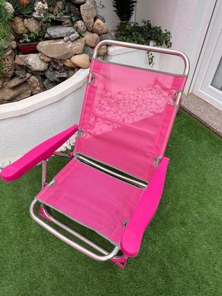 Silla Playa Camping Rosa Metal