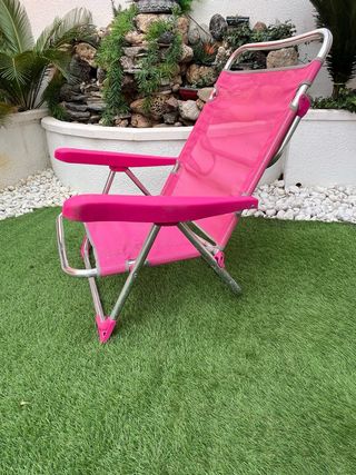 Silla Playa Camping Rosa Metal