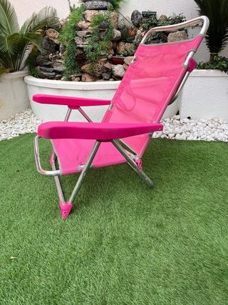 Silla Playa Camping Rosa Metal