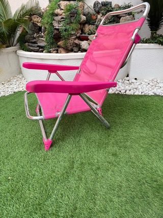 Silla Playa Camping Rosa Metal