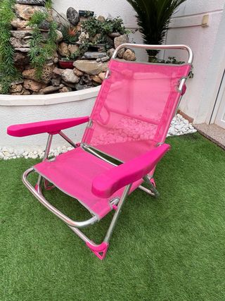 Silla Playa Camping Rosa Metal