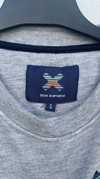 Sudadera Blue Banana gris con estampado X
