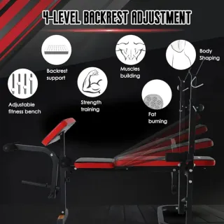 Banco Musculación ISE Multifuncional + 2 barra