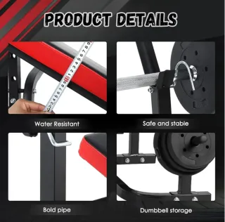 Banco Musculación ISE Multifuncional + 2 barra