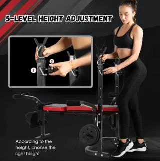 Banco Musculación ISE Multifuncional + 2 barra