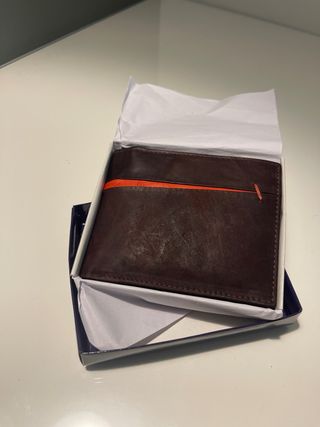 Portafoglio da uomo marrone e arancione