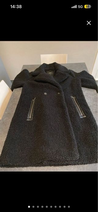 Abrigo DKNY Negro Borreguito Cremalleras