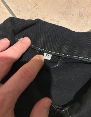 Giacca denim Shein nera cuciture bianche