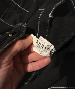 Giacca denim Shein nera cuciture bianche
