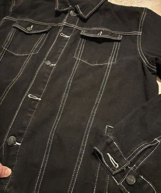 Giacca denim Shein nera cuciture bianche