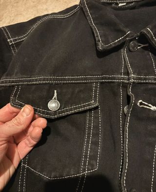 Giacca denim Shein nera cuciture bianche