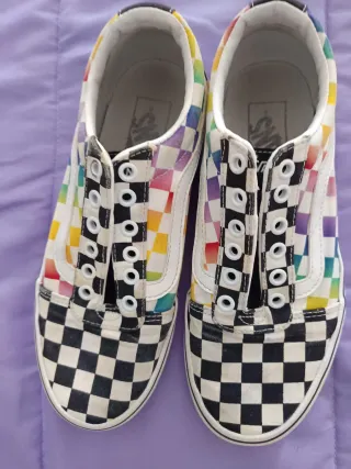 Zapatillas Vans Checkerboard Arcoíris Mujer