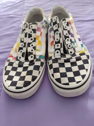 Zapatillas Vans Checkerboard Arcoíris Mujer