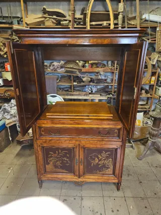 Credenza Armadietto Scrittoio Legno Intarsiato