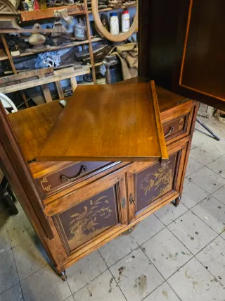 Credenza Armadietto Scrittoio Legno Intarsiato