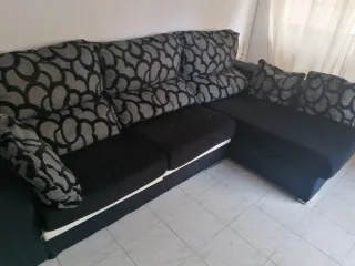 Sofá Chaiselongue Negro y Gris