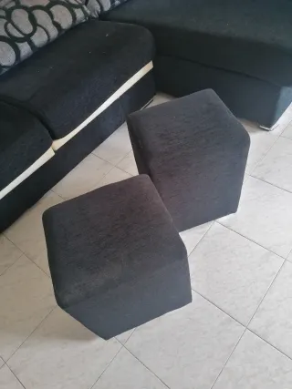 Sofá Chaiselongue Negro y Gris