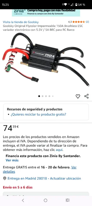 Variador Goolsky Flycolor 150A ESC RC Barco