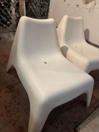 4 Sillas blancas sintéticas para exterior/interior