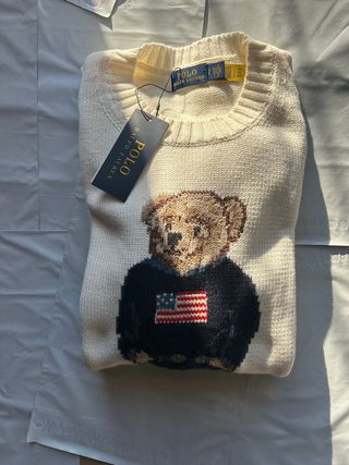Maglione Polo Ralph Lauren Polo Bear Bianco NUOVO