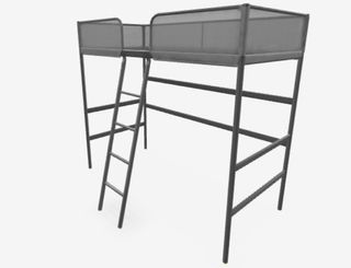 Cama alta metálica gris 90x200 + colchon