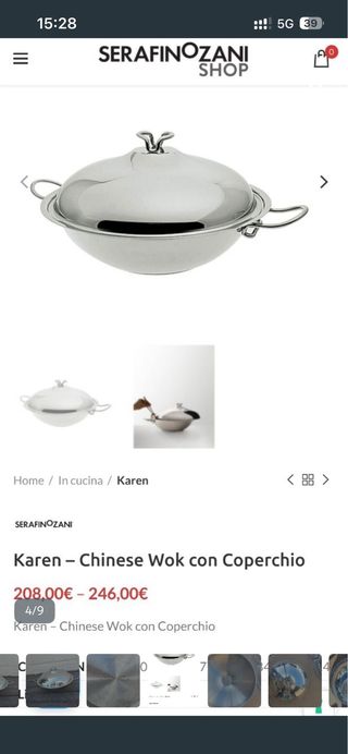 Olla WOK Karen Zani Inoxidable 38 cm.