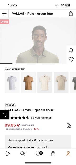 Polo BOSS Hombre Verde Oliva Nuevo Talla M
