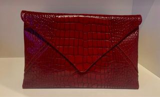 Bolso Uterqüe Piel Cocodrilo Rojo Cadena Dorada