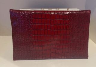 Bolso Uterqüe Piel Cocodrilo Rojo Cadena Dorada