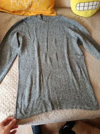 Jersey gris y blanco hombre