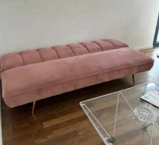 Sofá cama rosa terciopelo Sklum